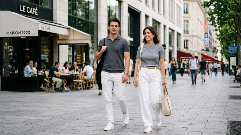 gray-shirt-white-pants-outfit-ideas