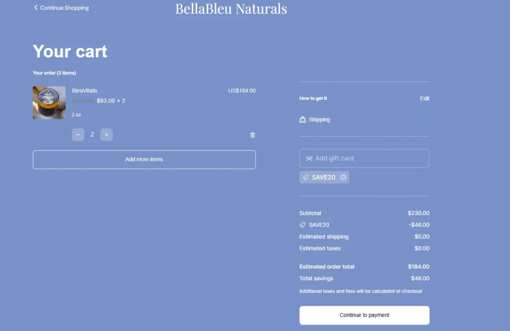20% Off Everything at BellaBleu Naturals